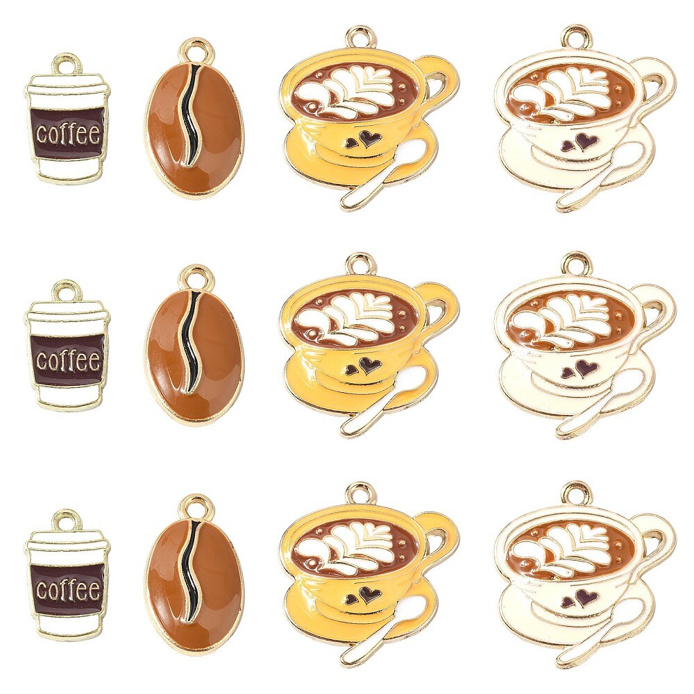 20pcs Jewelry Making Charms Coffee Theme Enamel Charms Winter Charms for DIY