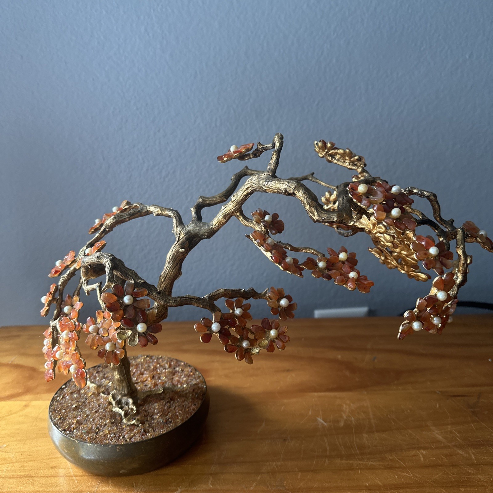 Vintage Antique Chinese Orange Carnelian Bonsai Tree