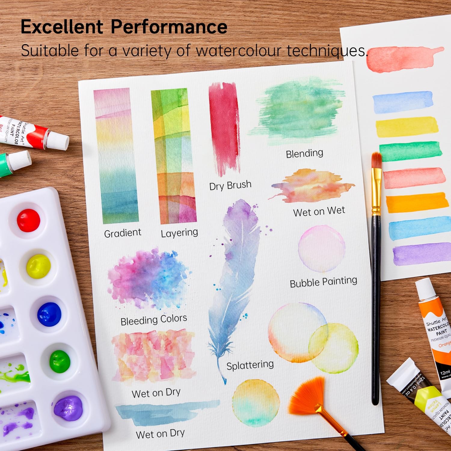Watercolor Paint Set, 15 Colors Watercolor Paint in Tubes (12ml Each) with 3 …