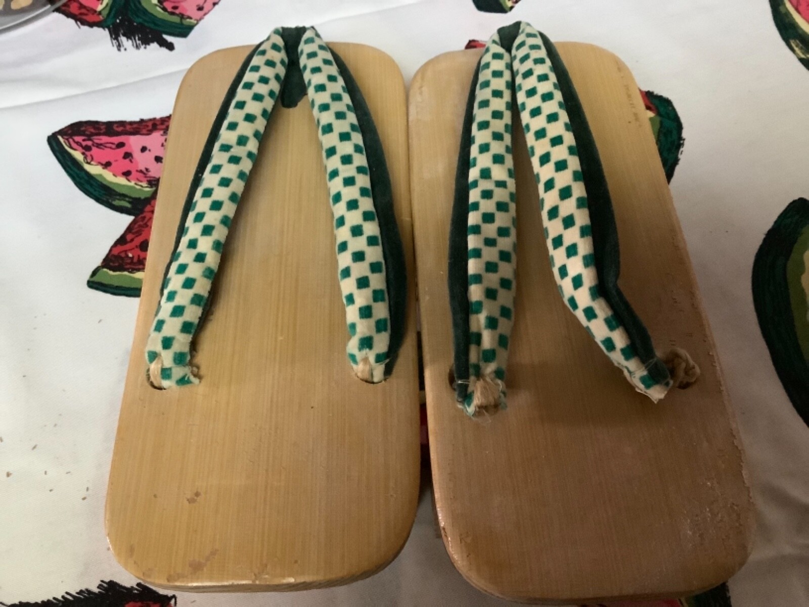 CHINESE WOODEN KIMONO CLOGS 8” Long 3 1/8” Wide