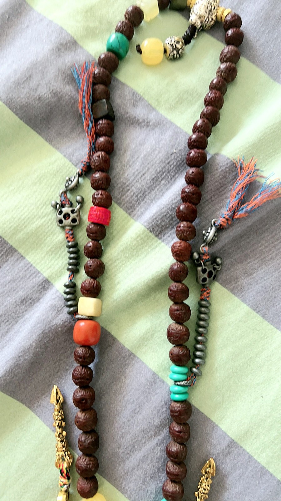 Vintage Alloy Mala Counter Tibetan Style Side Pendant with Tassel