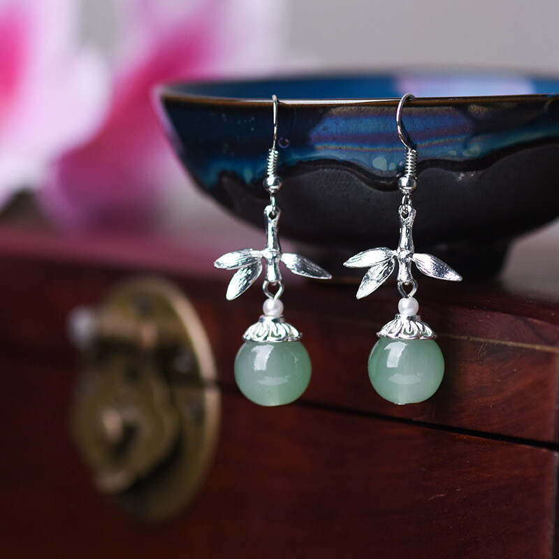 China Pearl/Coloured Glaze/Silvering Tibetan Style Exquisite Earbob Earrings