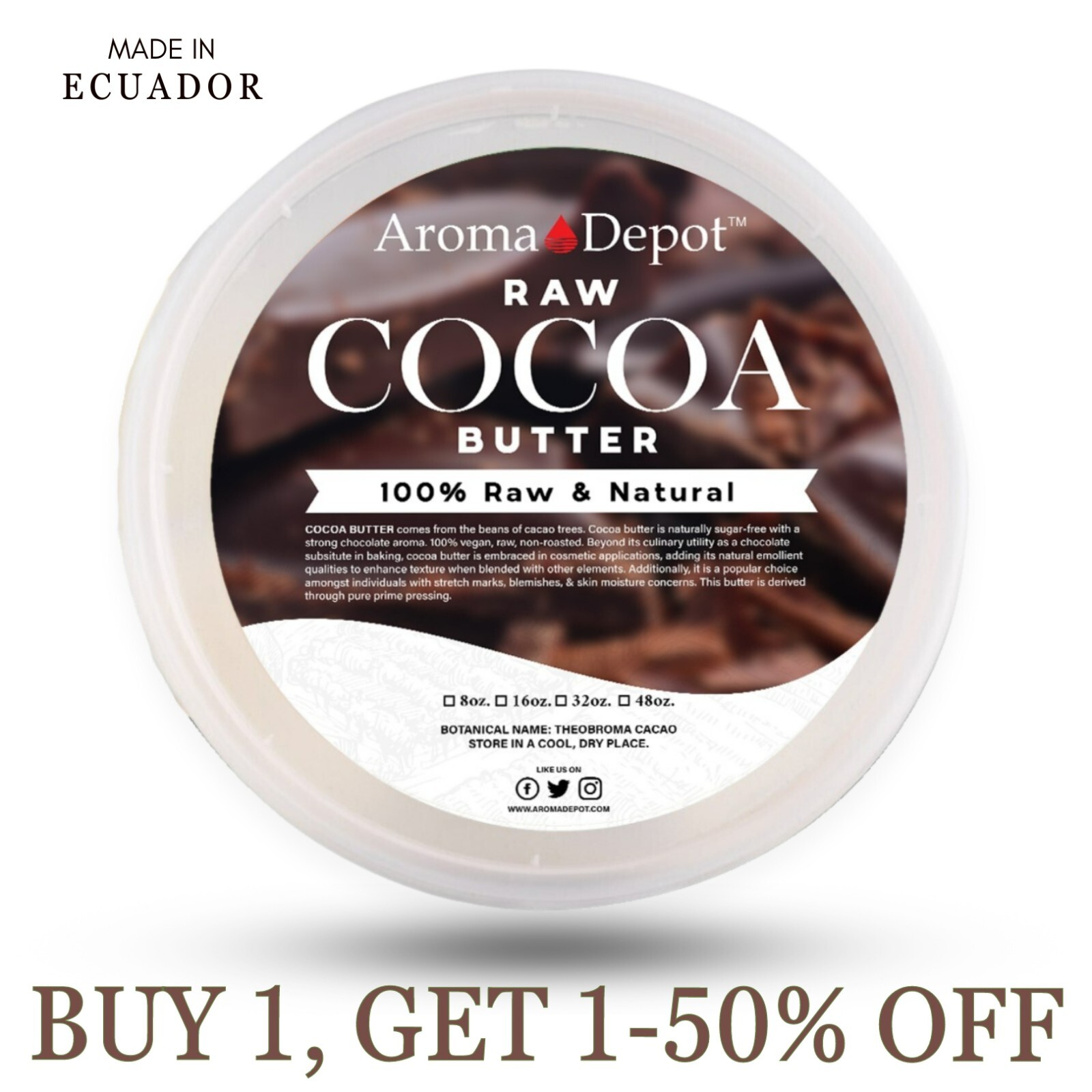 Cocoa Butter 8 oz. Raw 100% Pure Natural FOOD-GRADE Prime Pressed Cacao Butter