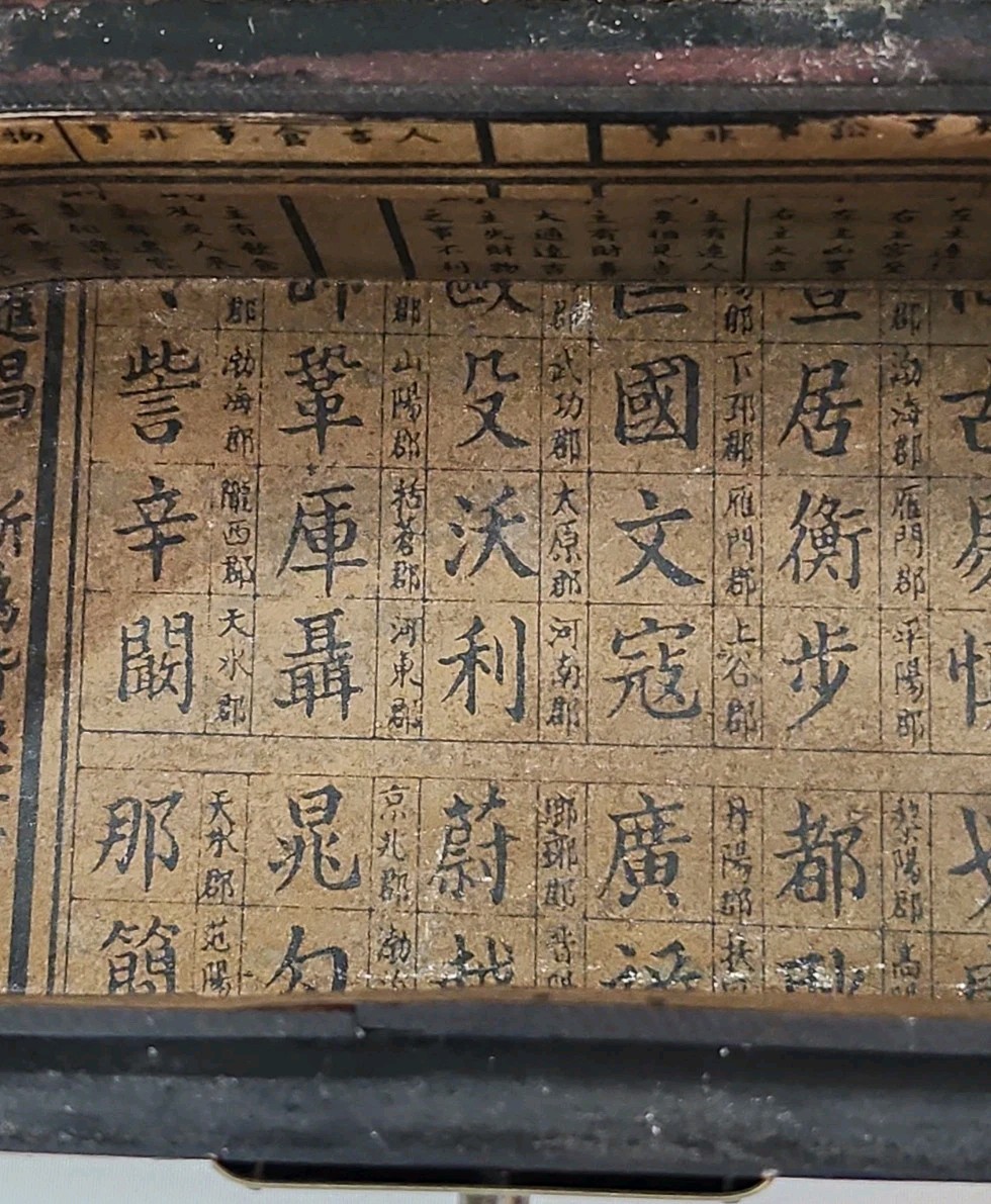 Antique/Vintage Chinese Lacquered Pillow Box Wood Brass Floral, Bird Motifs