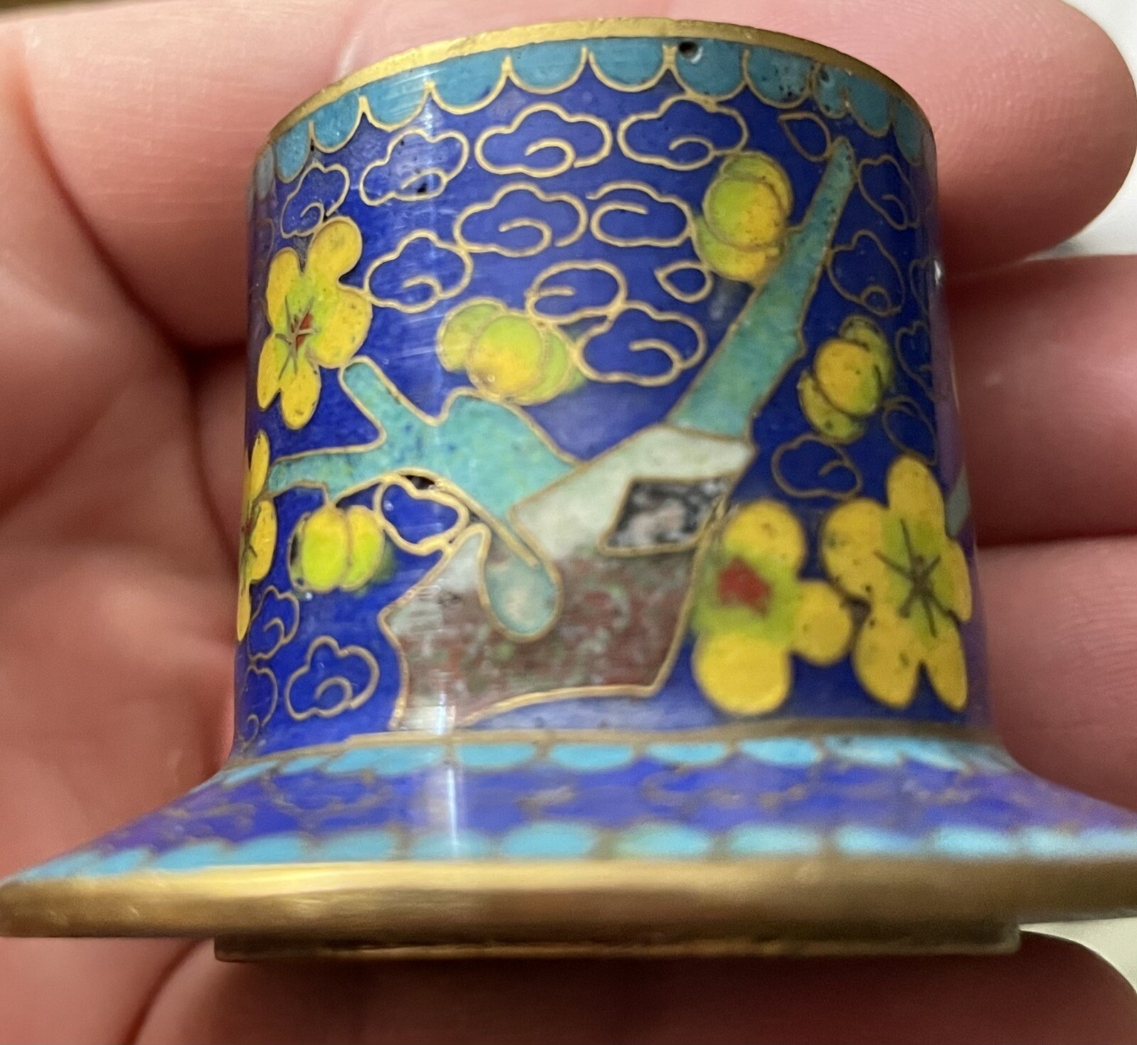 Vintage Chinese Cloisonné 4 Stacking Trinket Jars Or Cups ? Pagoda As-Is No Top