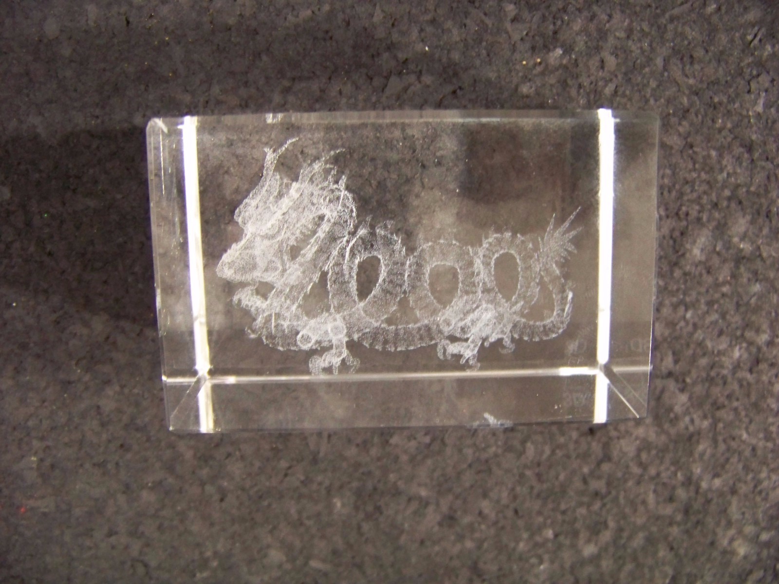 Chinese Dragon block internal laser etch design