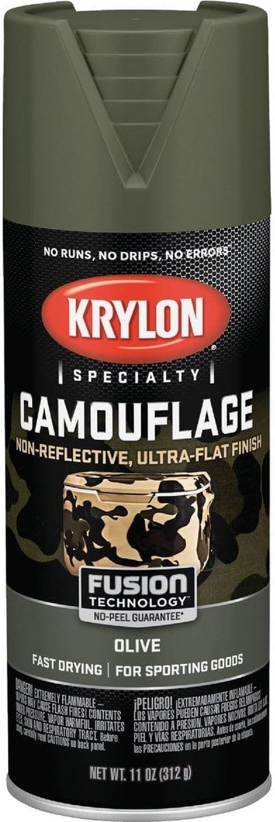 Krylon Camouflage Ultra Flat Olive Spray Paint 11 oz Aerosol Can[1][2]