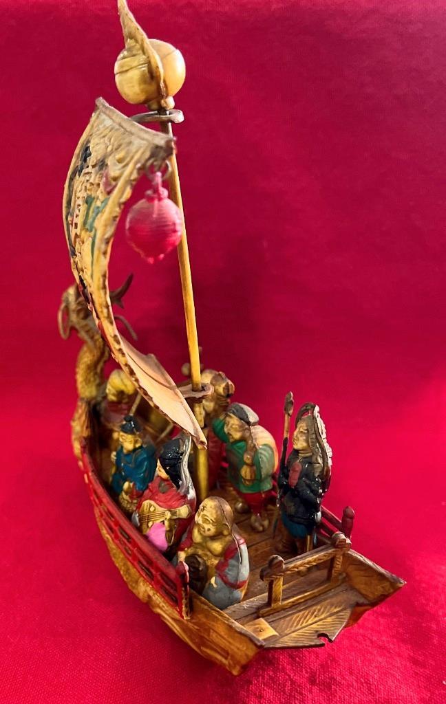 Vintage Celluloud Chinese Dragon Boat Carrying The 7 Gods Of Good Luck Japan