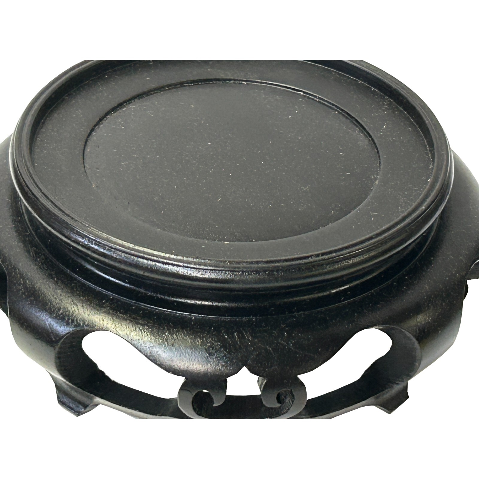 6″ Chinese Black Wood Round Legs Table Top Stand Display Easel Riser ws3983