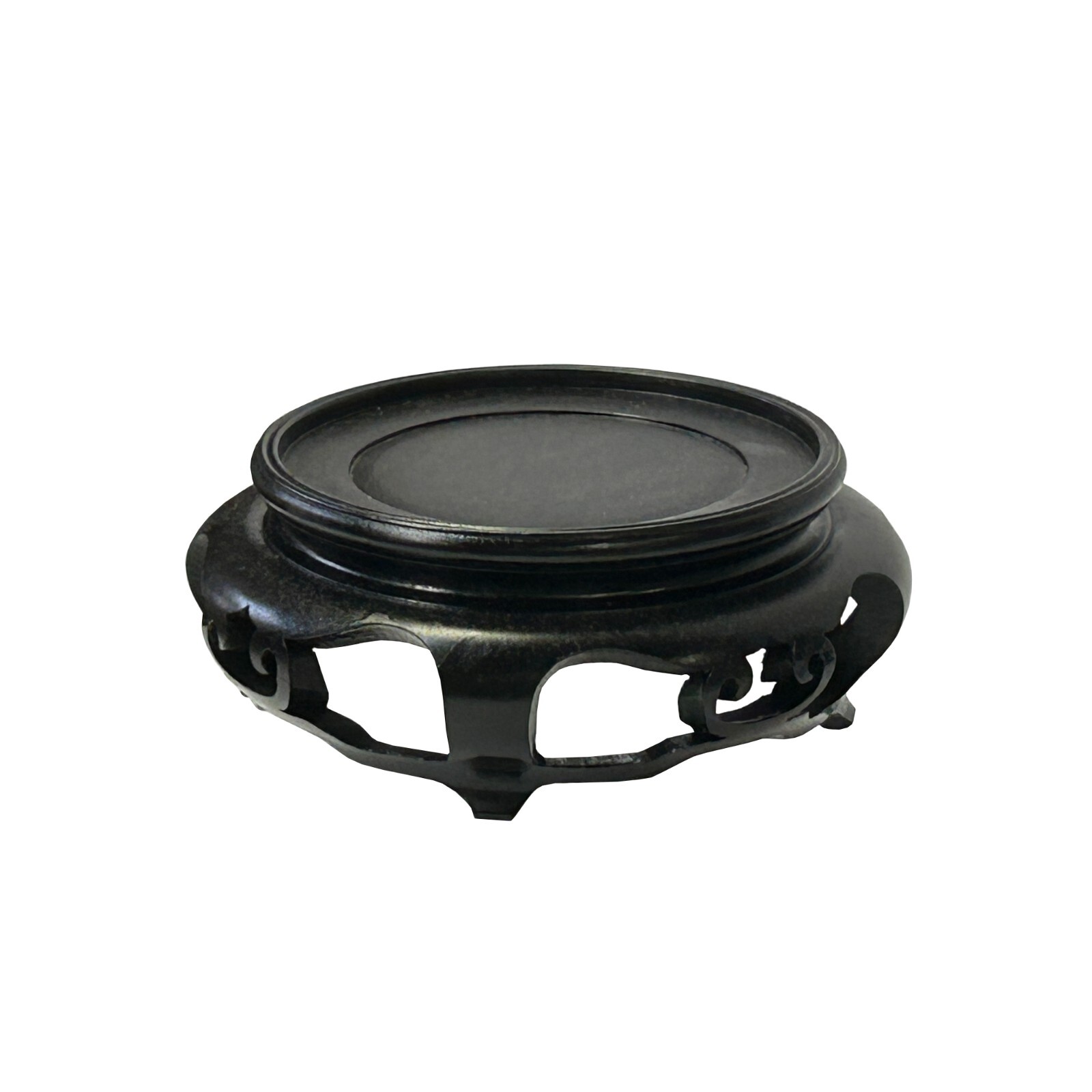 6″ Chinese Black Wood Round Legs Table Top Stand Display Easel Riser ws3983