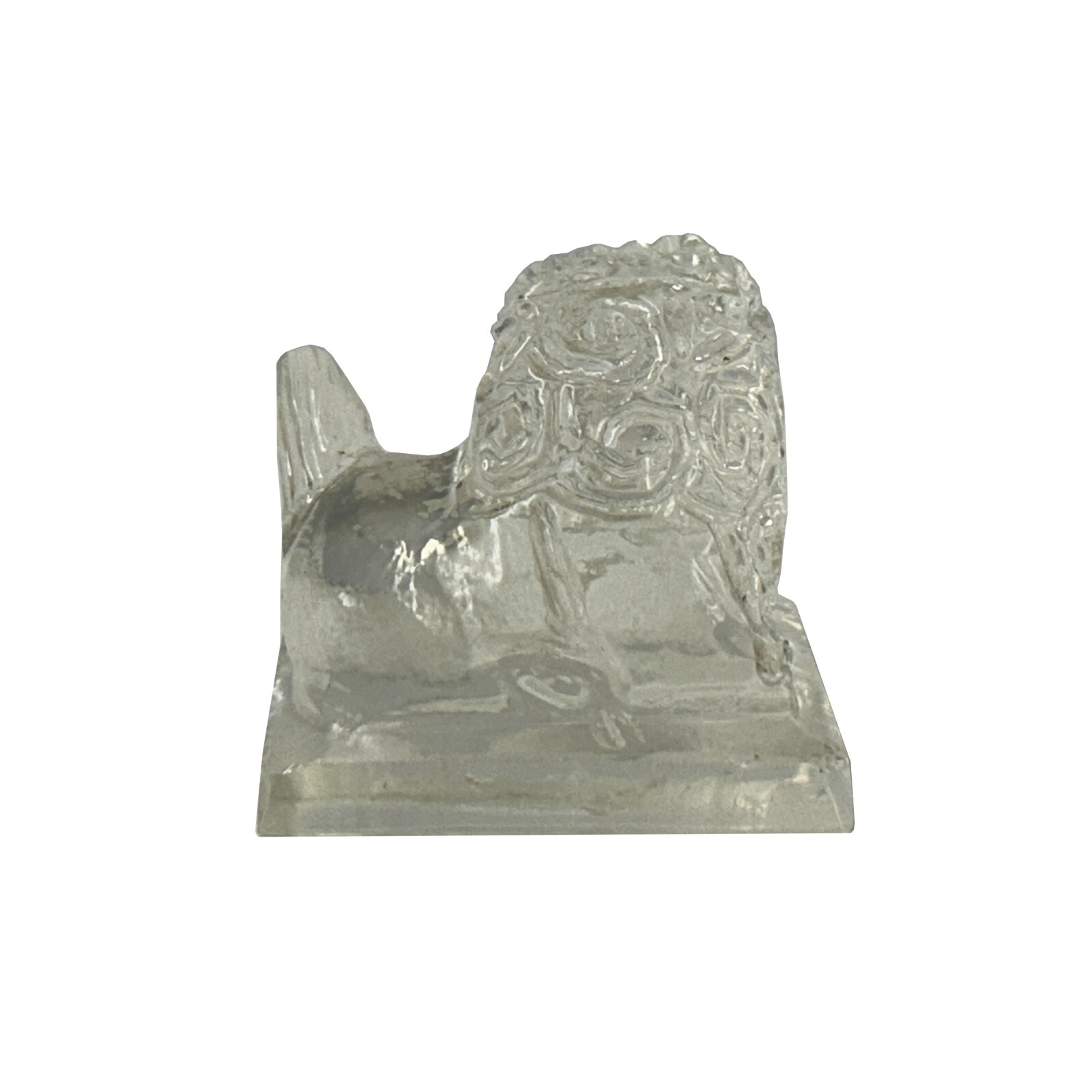 Chinese Clear Glass Foo Dog Lion Fengshui Display Figure Art ws4170