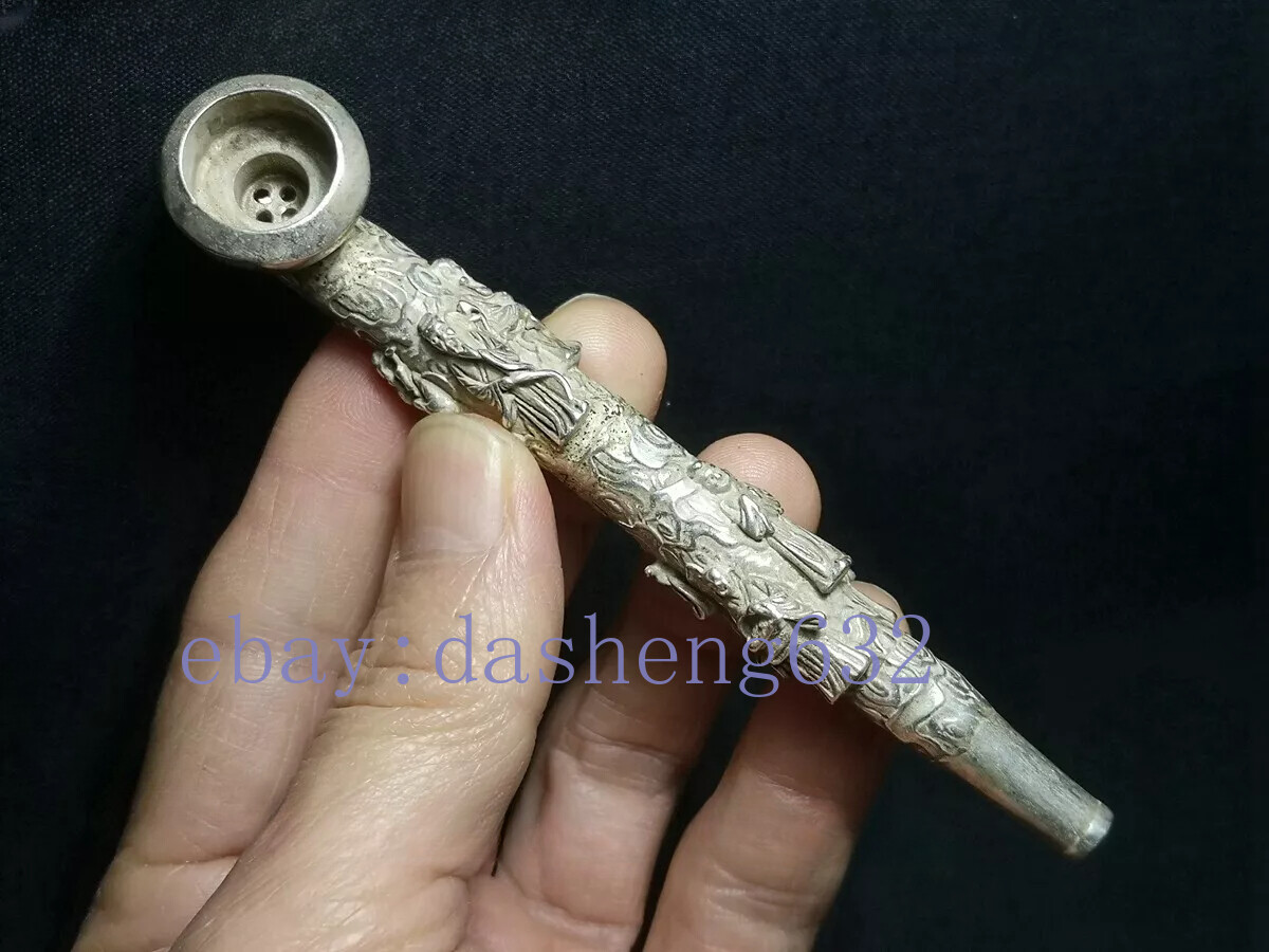 Chinese Carving Eight Immortals person Tobacco Pipe Gift Collection