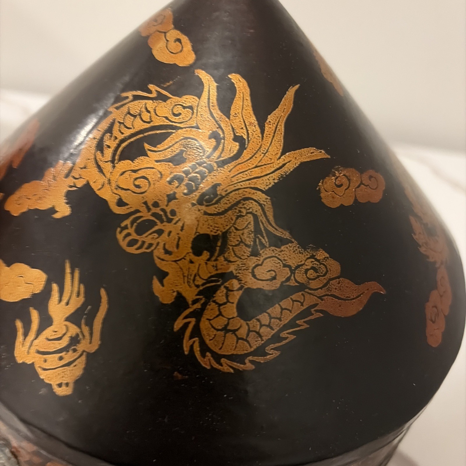 Oriental Vintage Lacquer Wooden Caddy Dresser Case Set Dragons