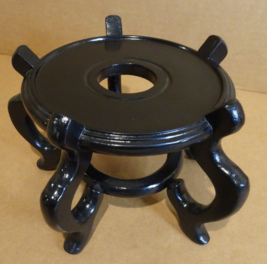 Asian Wood Stand 5 Leg Carved Pedestal Holds pot 5.5″ Diameter
