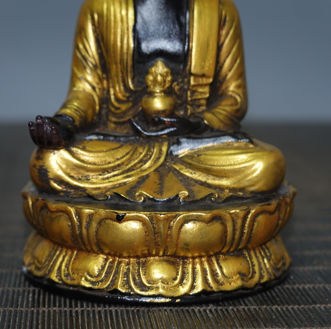 4.7″ Collect China Coloured Glaze Paintings Gild Buddhism Medicine Buddha Statue