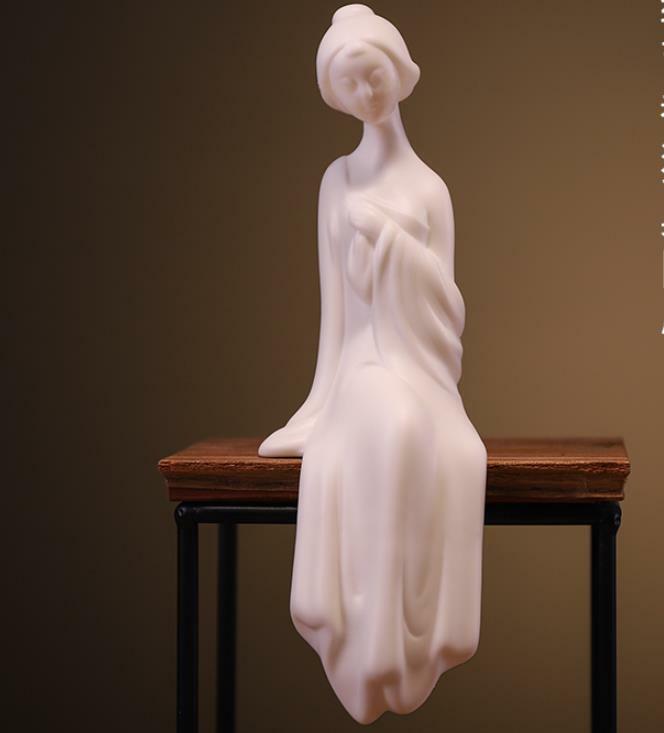 7″ Chinese White Porcelain Ceramics Beautiful Woman Figurine Statue Statues 2