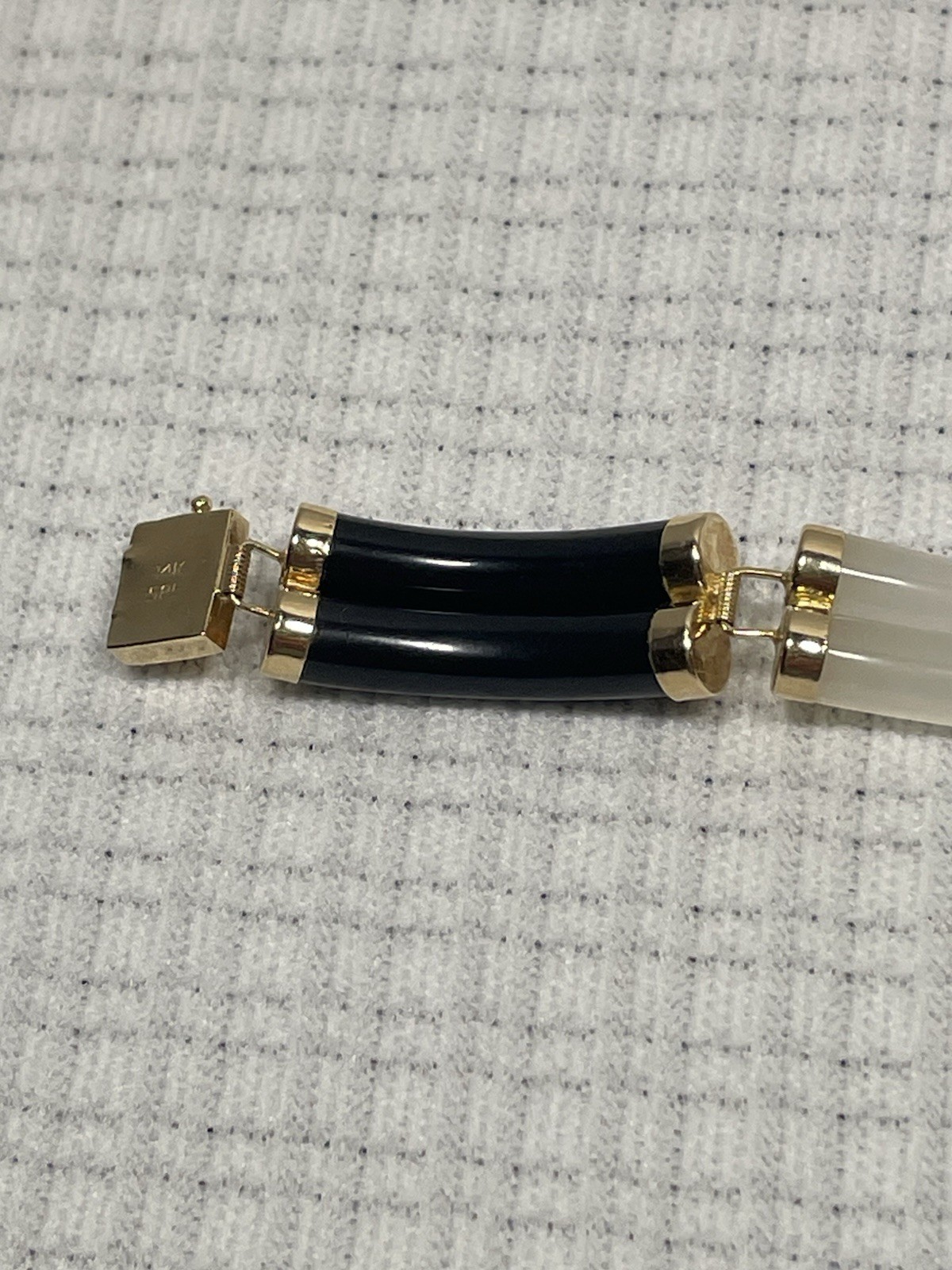Vintage Chinese 14k Gold Link w/Multicolor Jade Double Segment Bracelet 7″