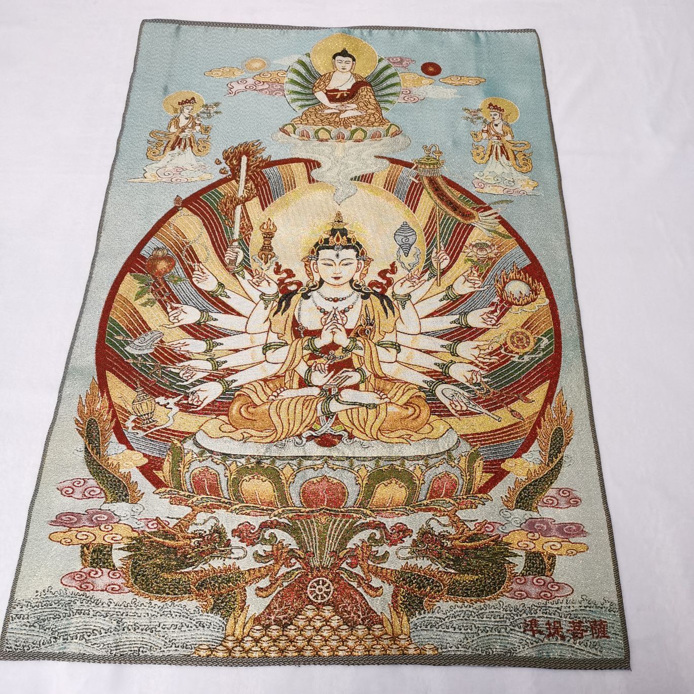 36″ Tibet Tibetan Cloth Silk 1000 Arms Guanyin Kwan-yin Tangka Thangka Mural 14