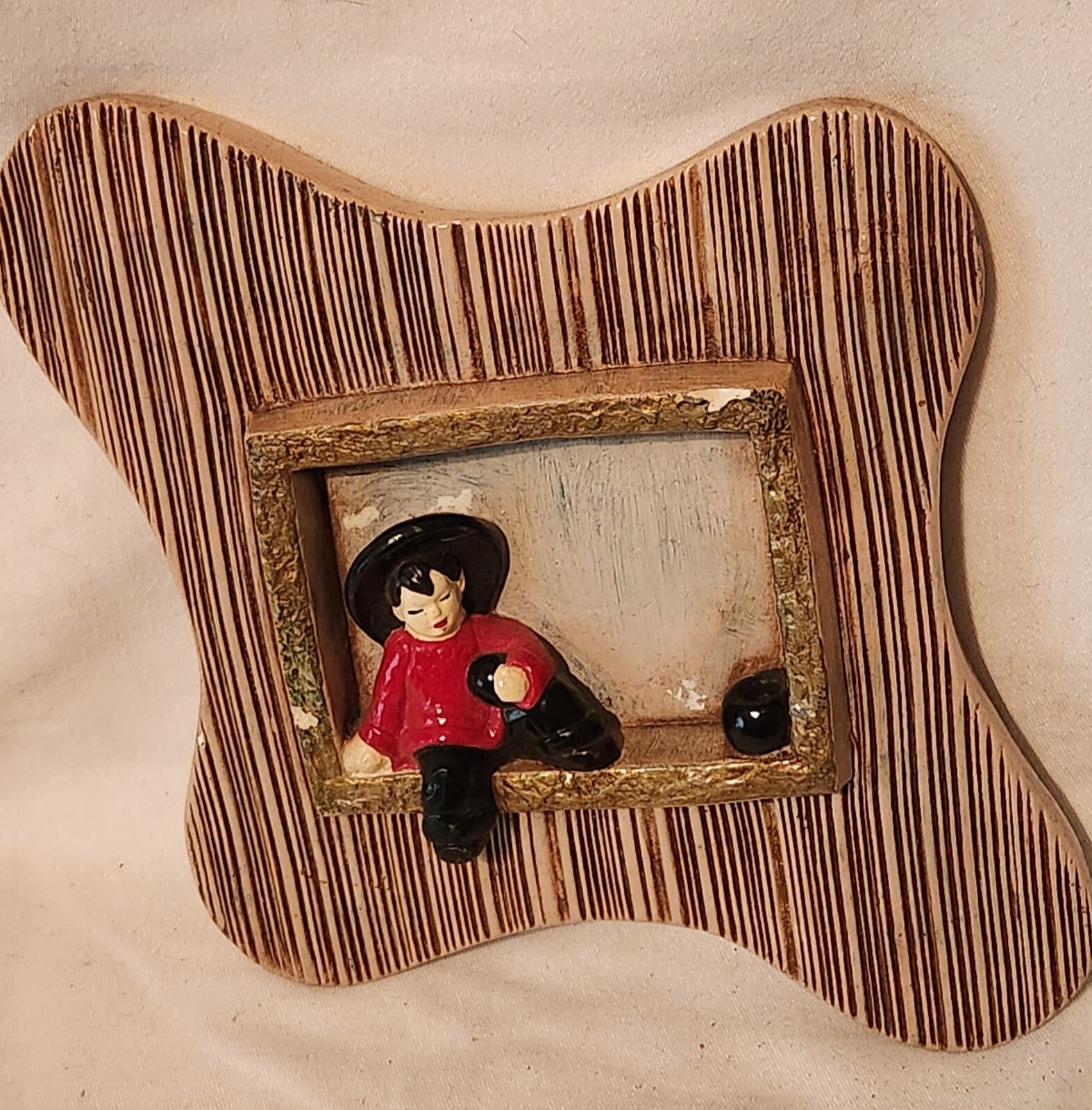 3D Ceramic Asian Oriental Child Wall Hanging 40’s 50’s 10×10