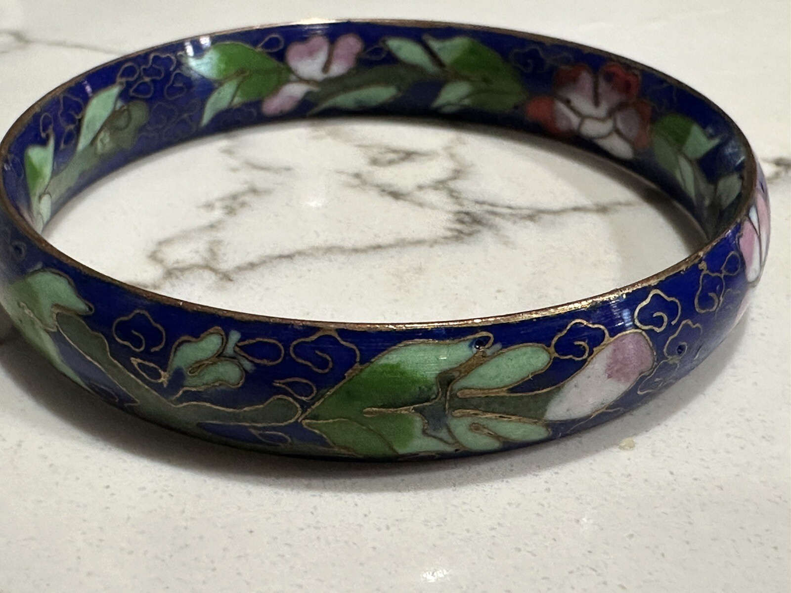 VINTAGE PAIR OF VINTAGE CLOISONNE BANGLE BRACELETS , Enamel Over Metal