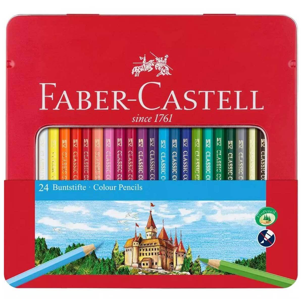 Faber-Castell Pencils Classic Colour Wood Hexagonal Shape, Tin of 24 (115824)