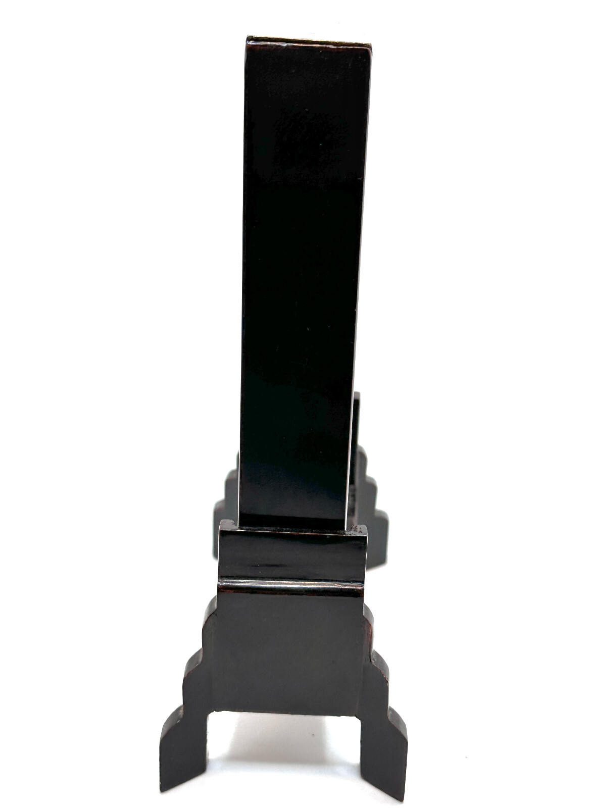 Vintage Hand-Carved Asian Cork & Wood Pagoda Diorama Black Lacquer Stand San You