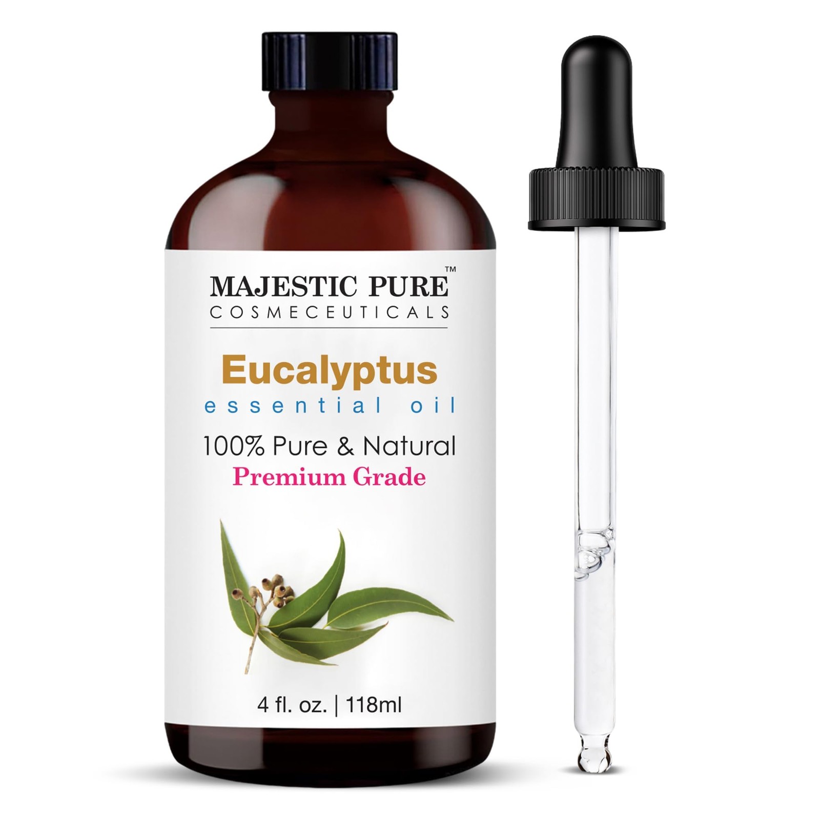 Majestic Pure Essential Oil with Glass Dropper – 4 Fl Oz (Pack of 1), White