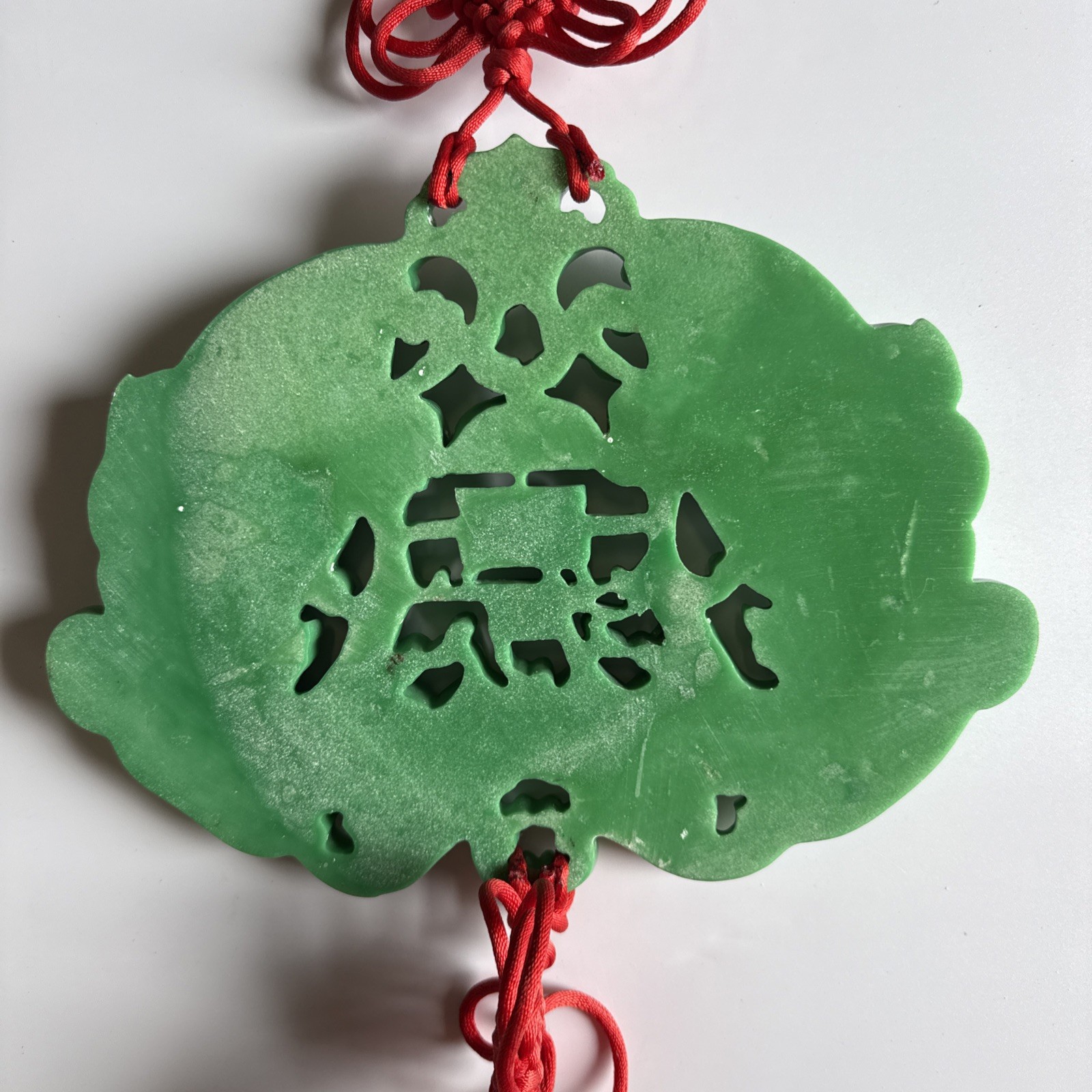 Chinese-Style Koi Fish Wall Decor Asian Lucky Fish Faux Green Jade Red Tassels
