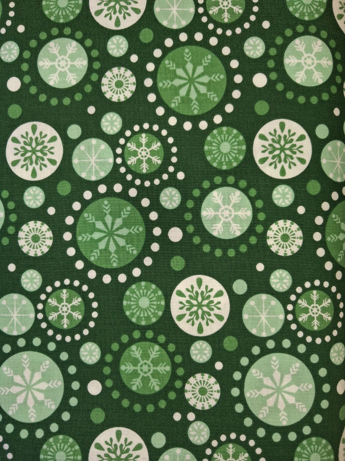 Fabric, 100% CottonMichael Miller Fall into Winter, Green44″/45″ W