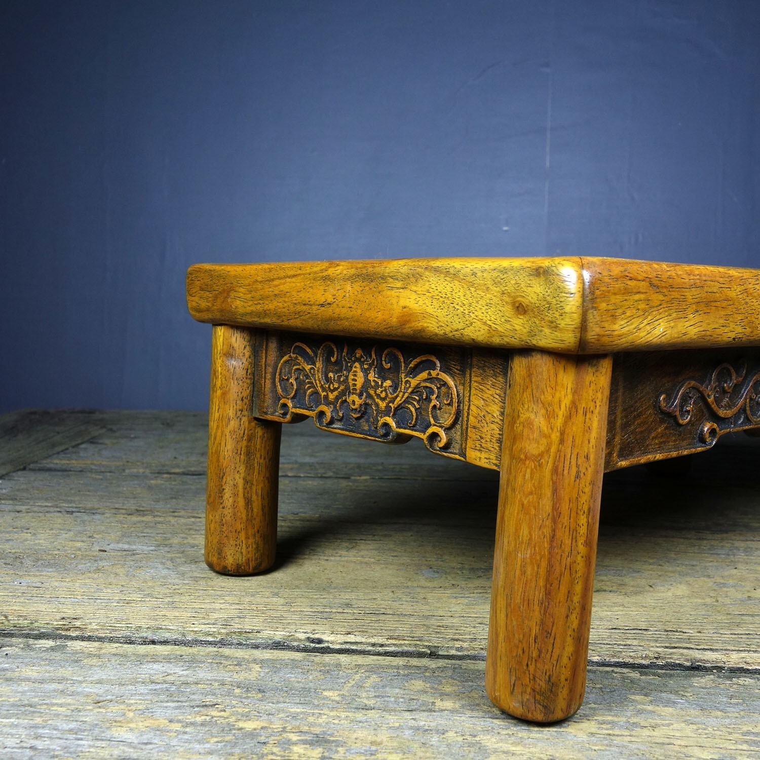 Antique Tibetan Altar Table Kang Table Old Pear Wood Carving Buddhist Furniture