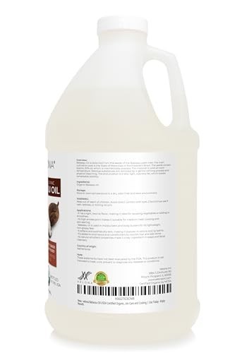 USDA Organic Babassu Oil 1 Gallon – 100% Pure Cold Pressed Carrier Oil for Skin,