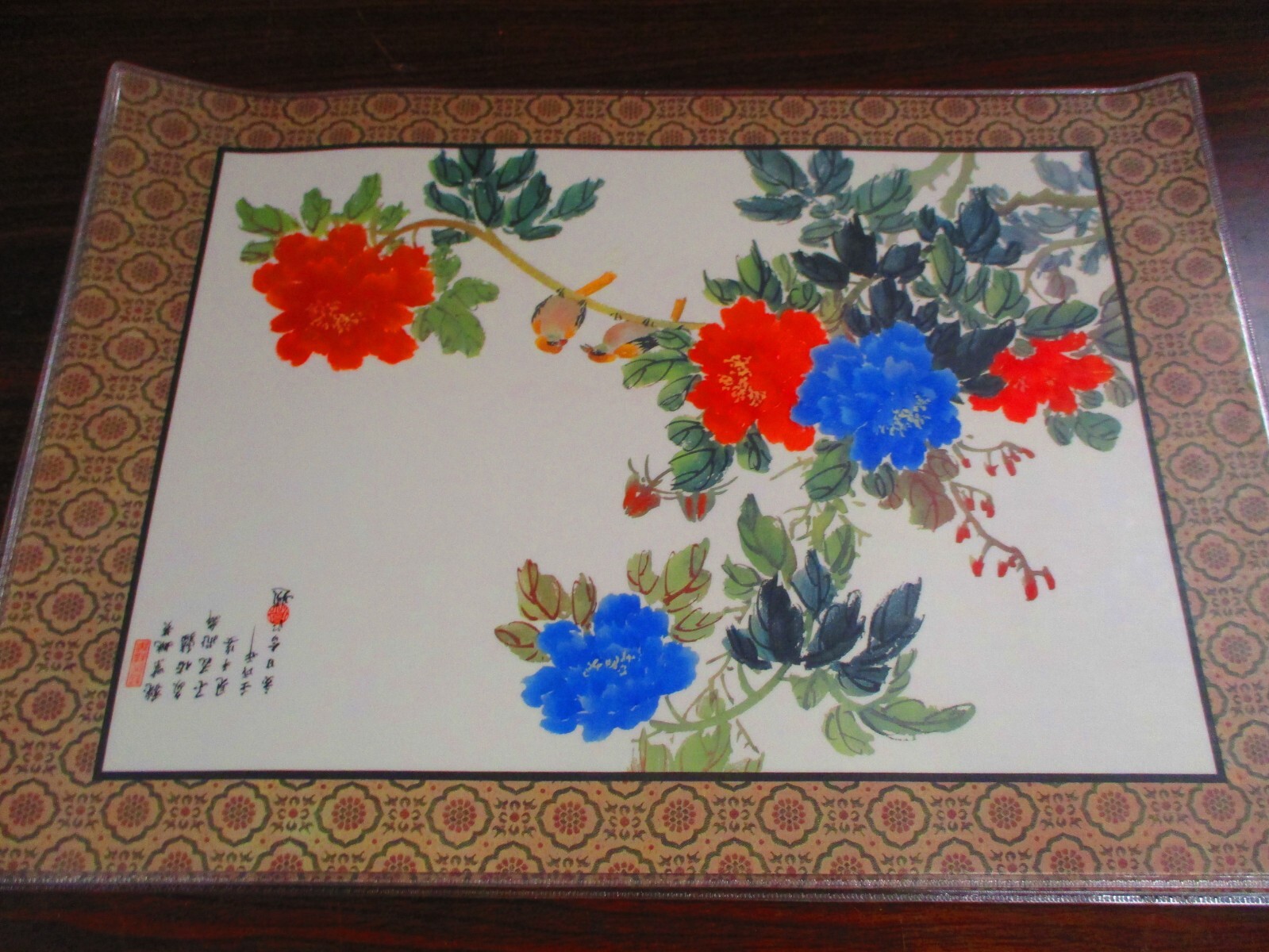 Chinese Traditional Flowers & Birds, 6 Place Mats, Both Sides Shown, NIB