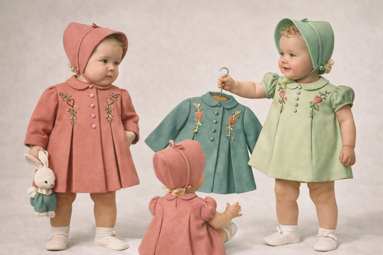 DRESS COAT BONNET Sewing Pattern McCall 1051 Toddler BABY Embroidered FROCK Hat
