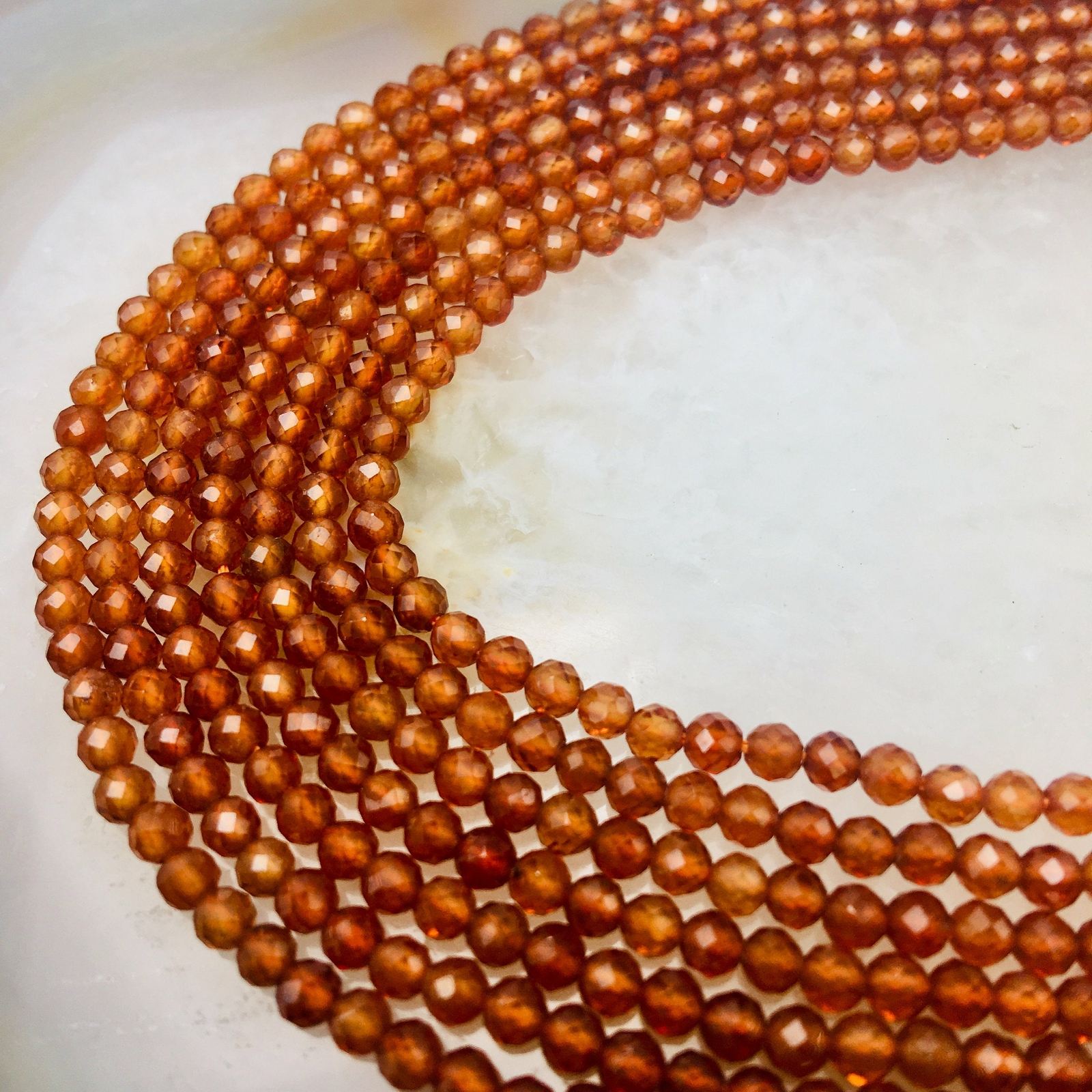 Natural Hessonite Orange Garnet Faceted Round Beads 2.5mm 3mm 4mm 5mm 15.5″ Strd