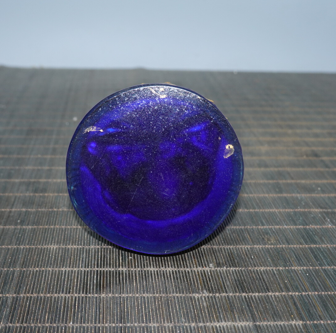4.7″ Chinese Blue Coloured Glaze Paintings Gild Buddhism Medicine Buddha Statue