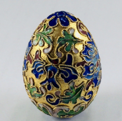 Egg Vintage Chinese Floral Cloisonné Brass Enamel Decorative Collect Multicolor