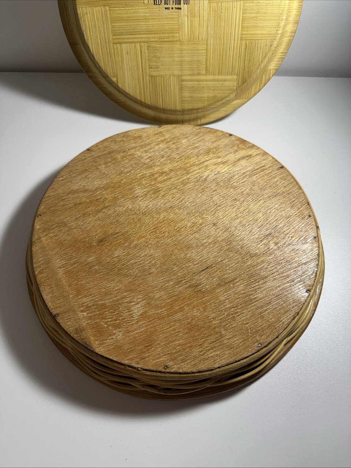 Vintage Decorative Hand Woven Painted Asian Bamboo Tray 13″ Im iR