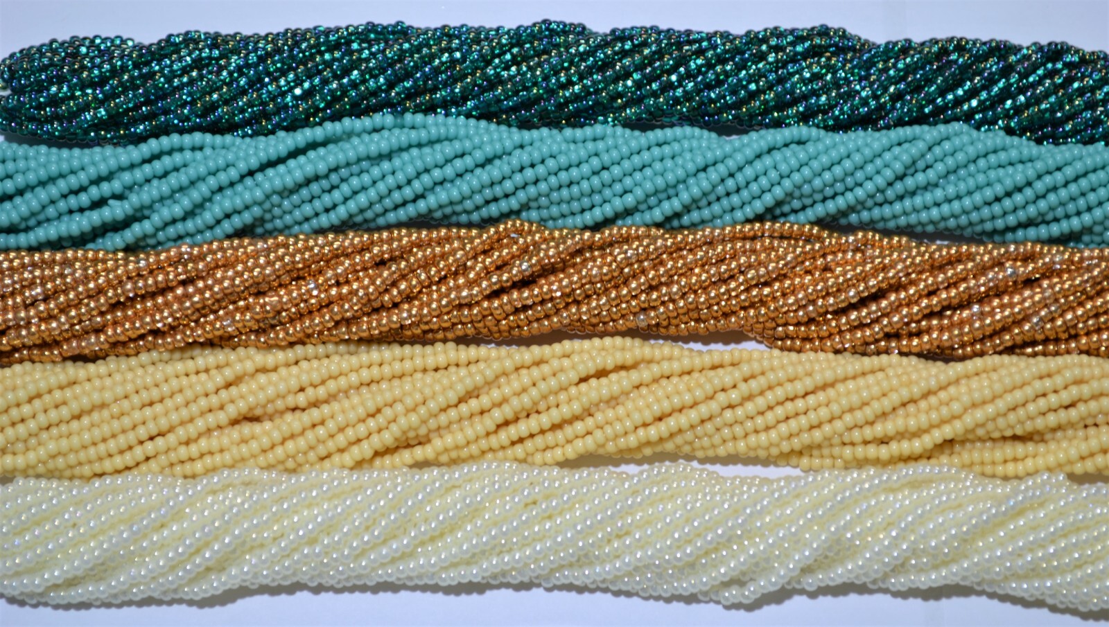 Turquoise & Sand Mix/Lot 11/0 Czech Glass Seed Beads, 5 Hanks