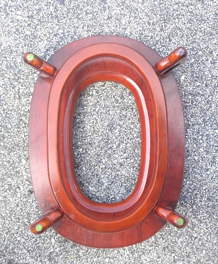Carved Wood Plant Stand Display Brown Vase Fish Bowl Rosewood Oriental 14 x 10″