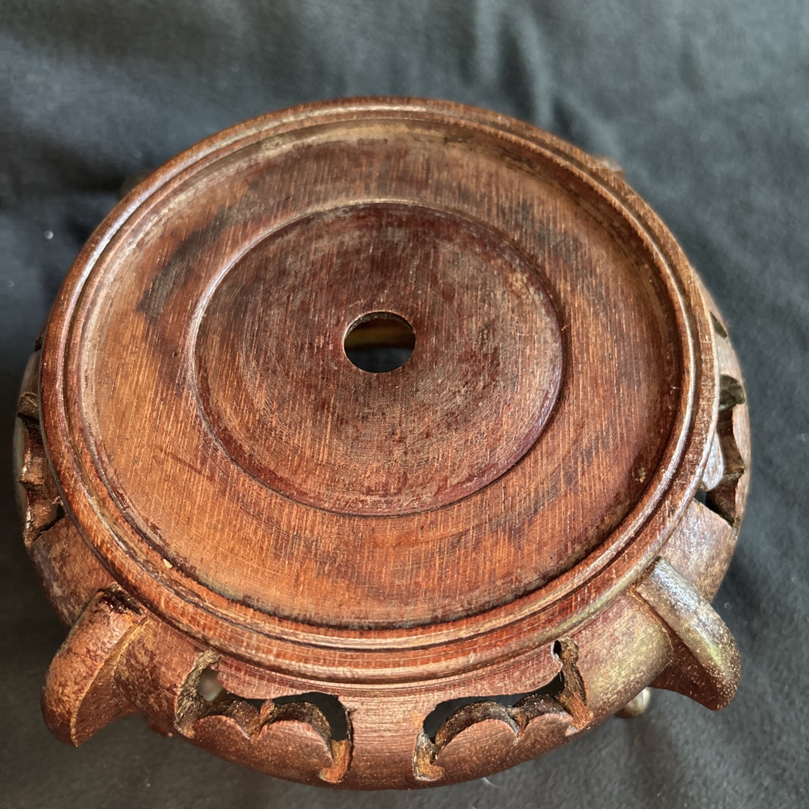 Chinese Display Stand Pedestal Raised Hand Carved Vintage Hardwood Base Riser