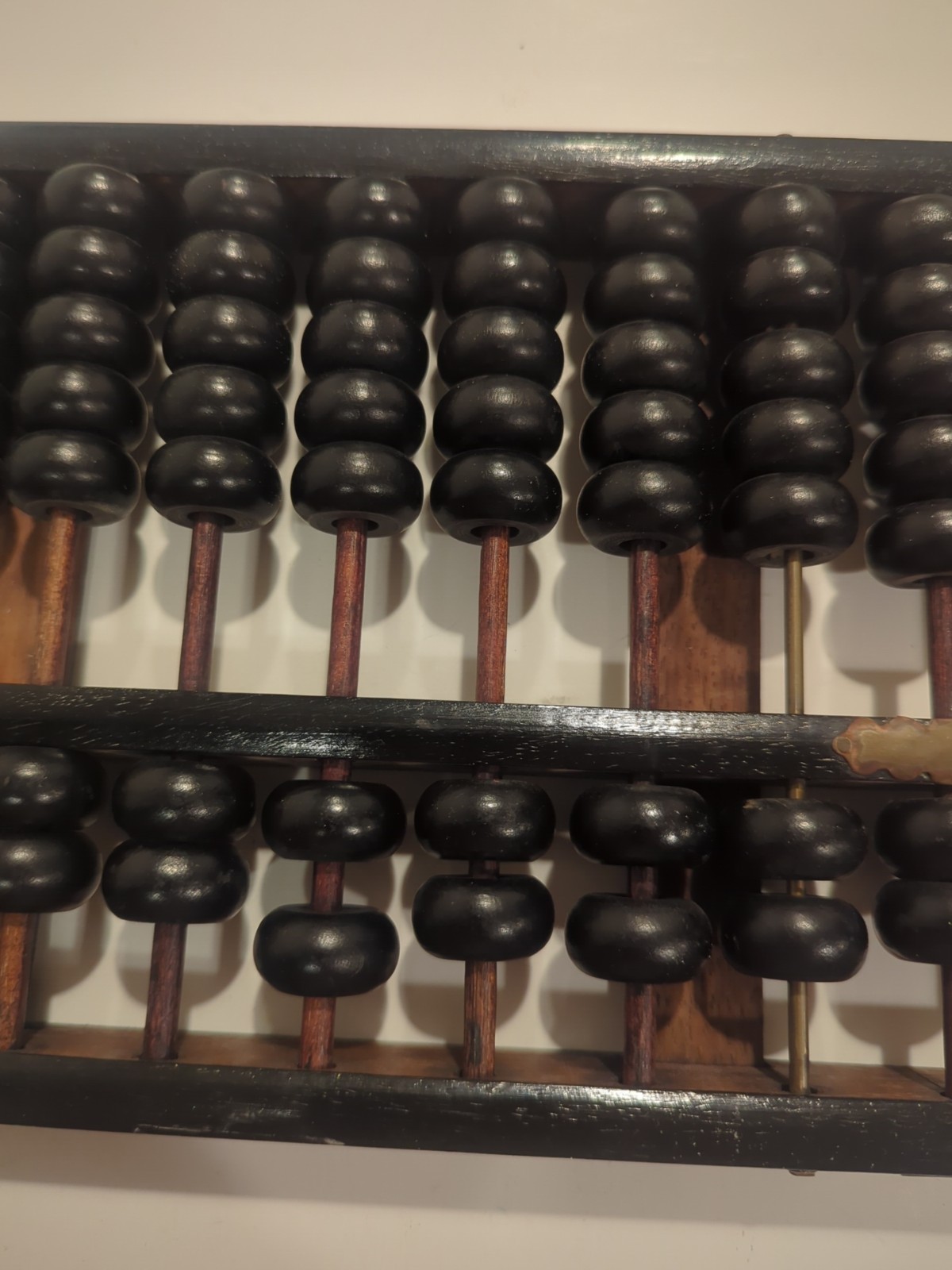 Vintage Lotus – Flower Brand ABACUS Black Painted Wood with Brass Accents