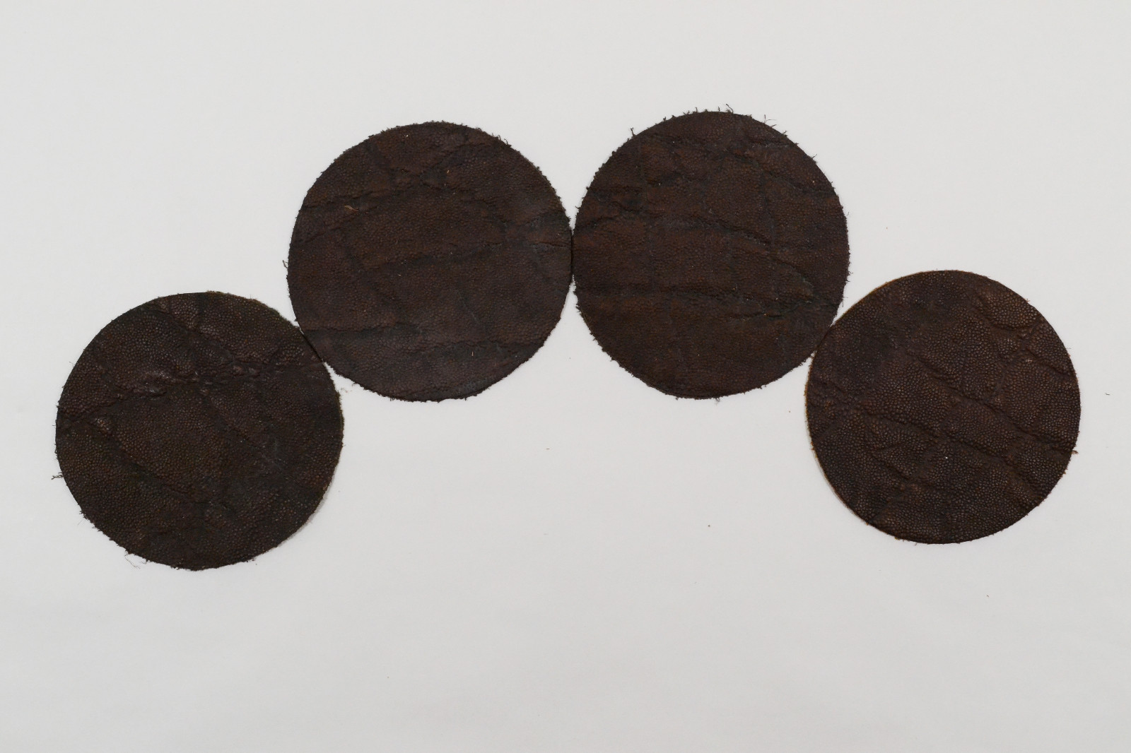 Leather Piece – 3 1/2″ Circle – Brown Elephant Print Cowhide – 12 pieces (G158)