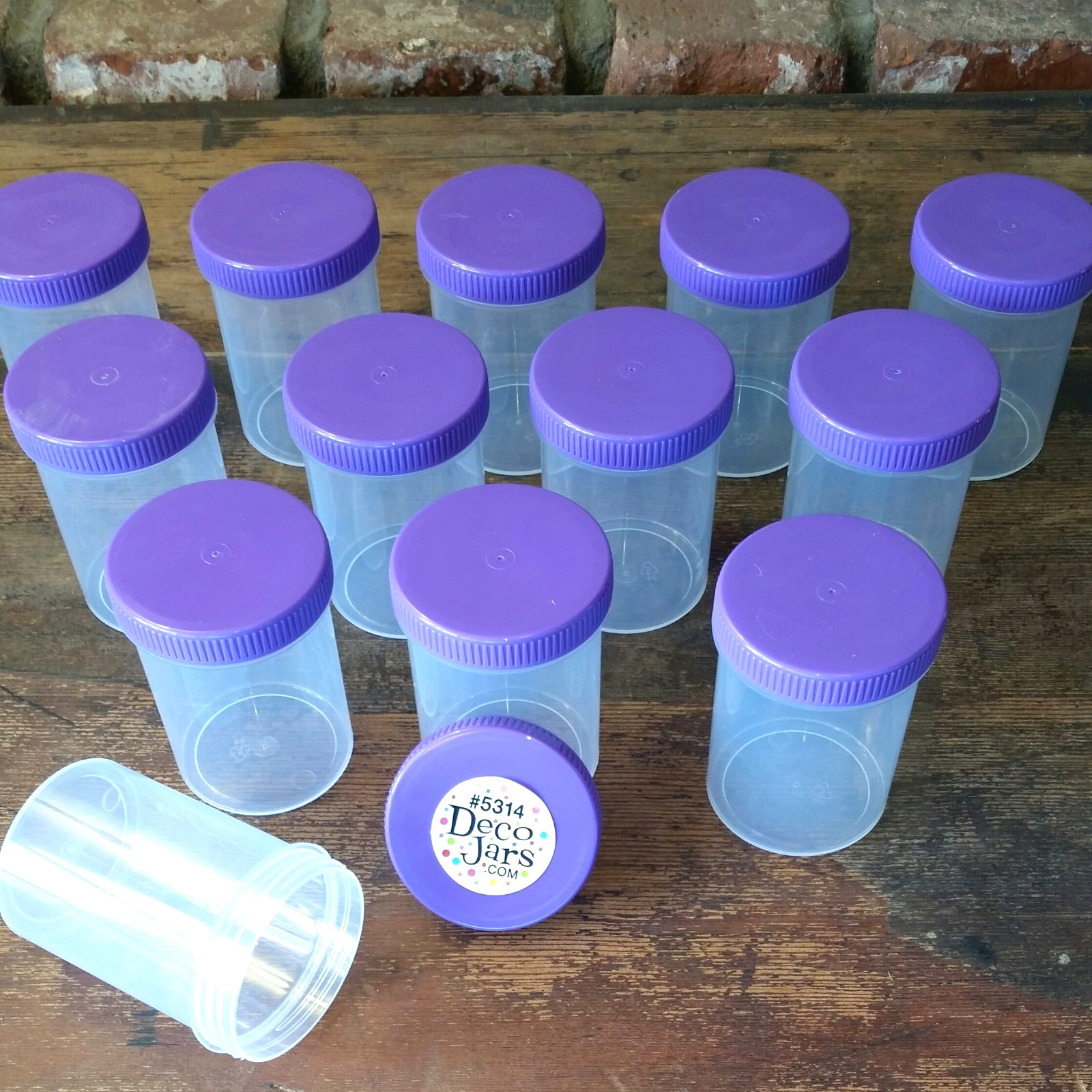 10 Bottle JARS Plastic Container Craft Organizing 3 oz DecoJars 5314 Purple cap