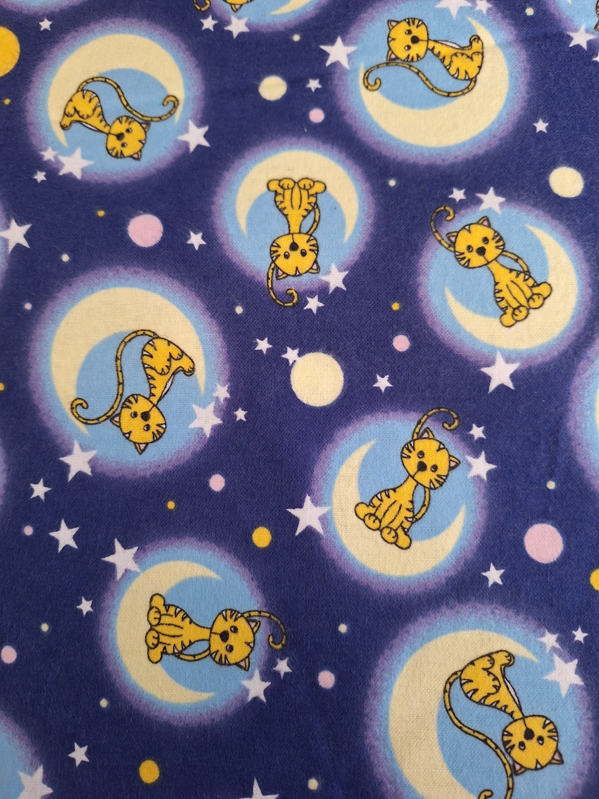 1 1/2 Yds. Kitties on the Moon Flannel Cotton Quilt Fabric
