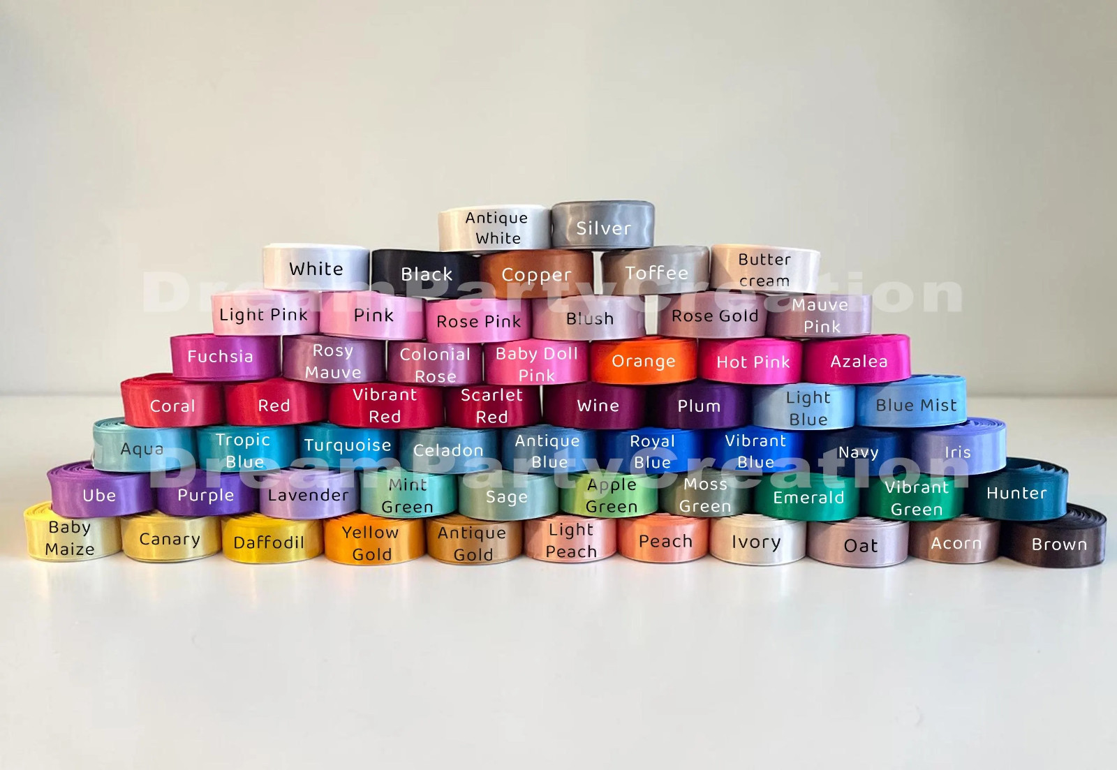 Rolled up 7/8″ SINGLE FACE SATIN Ribbon 100% Polyester Choose Color & Yards
