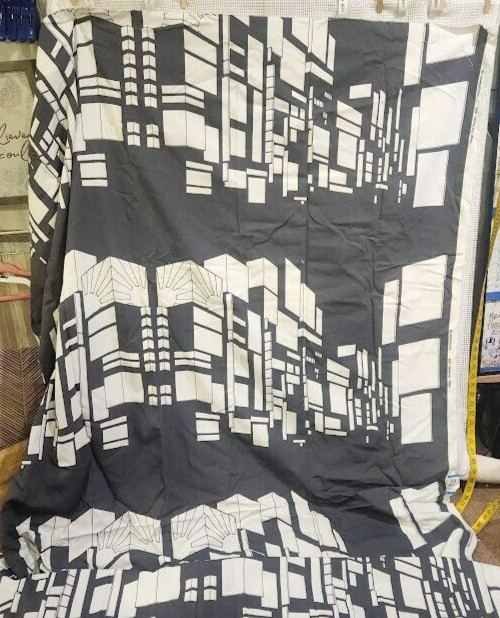 Ikea Sweden Fabric Cotton designer Asa Ekstrom city buildings gray 60″ w x 2y 19