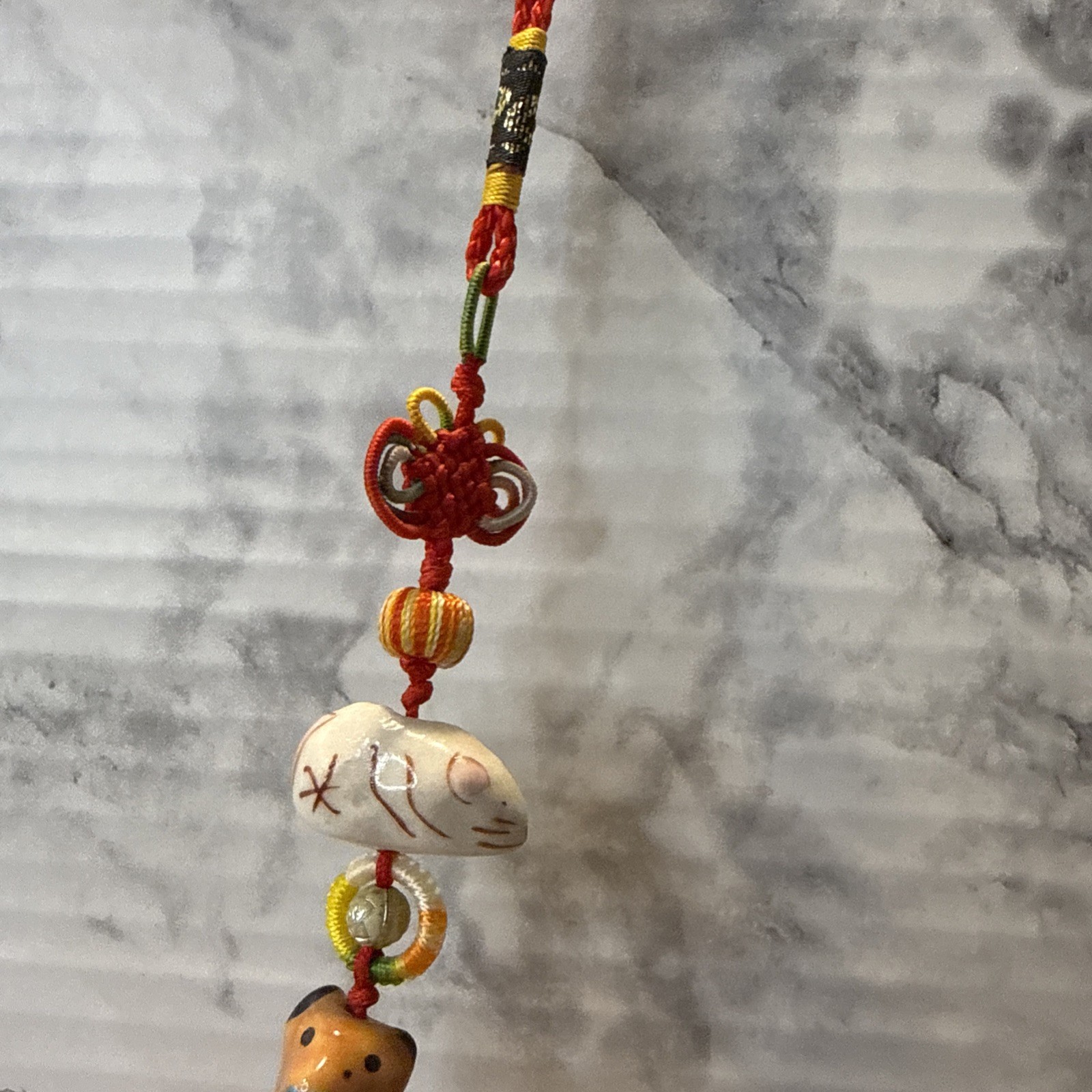 Folk Art Chinese Zodiac Porcelain Hand Painted Animal Garland Tassel 23 Long GUC