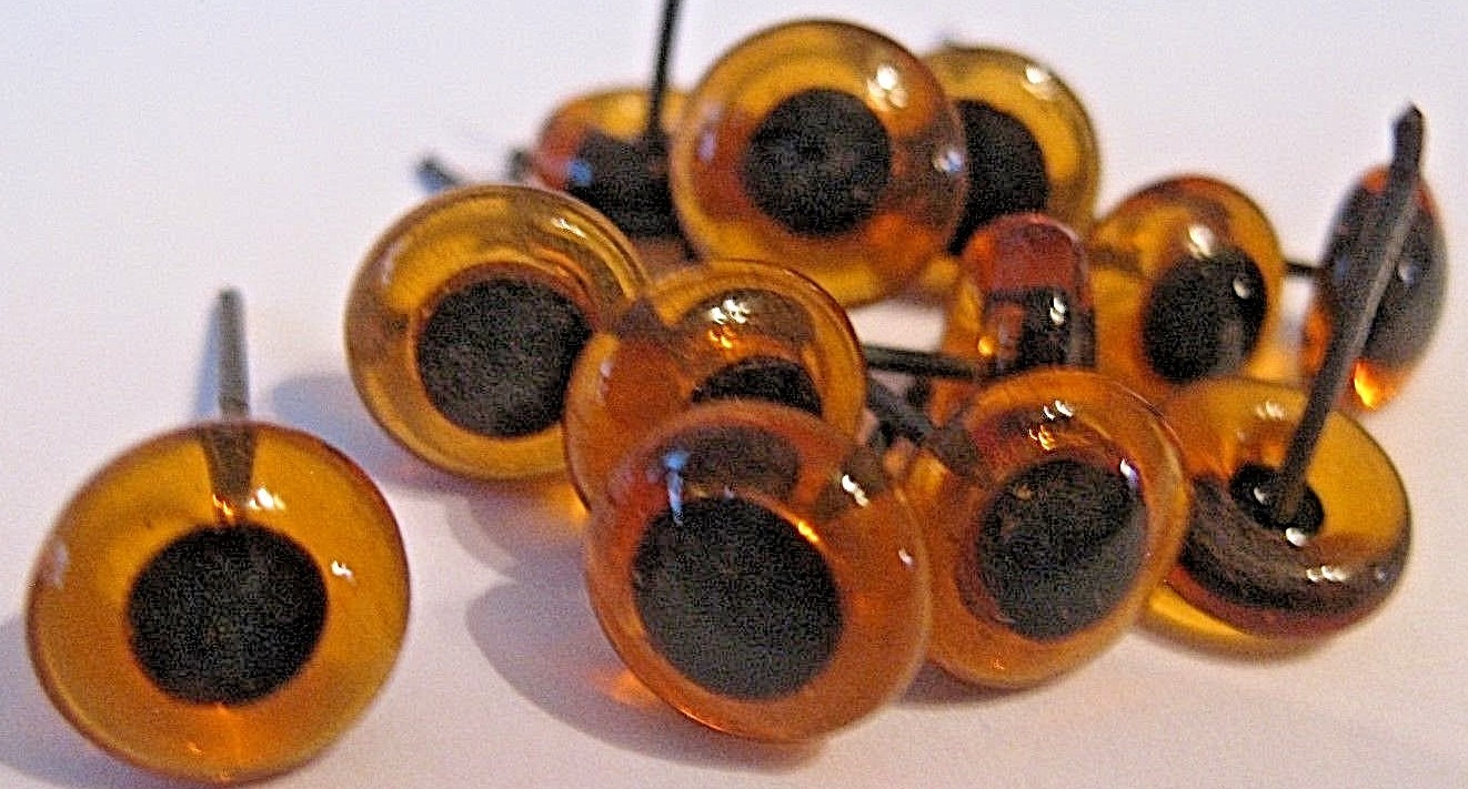 NEW LOT 6 PAIRS 10MM AMBER GLASS EYES on WIRE Fish lures TEDDY BEARS DUCK decoys