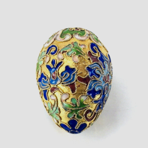 Egg Vintage Chinese Floral Cloisonné Brass Enamel Decorative Collect Multicolor
