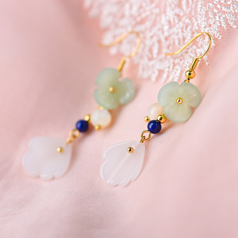 Chinese Coloured Glaze/Pearl Tibetan Style Exquisite Fashion Earbob Earrings